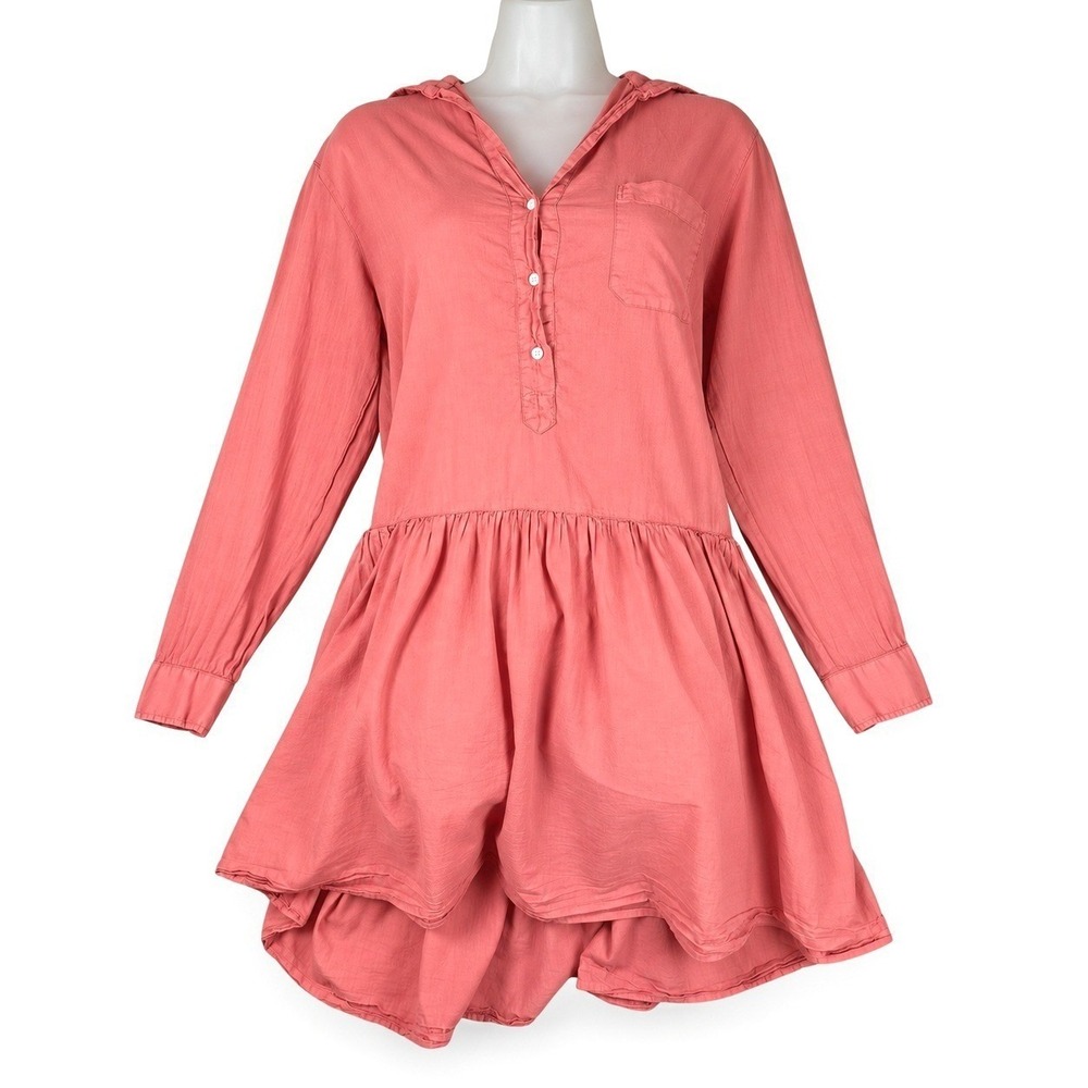 Grayson Changemaker Shirt Dress Women's 2 Small Pink Cotton Drop Waist Pockets